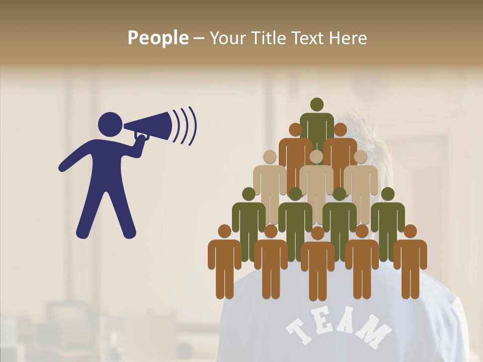 Man With An Inscription On The Back Of Team PowerPoint Template