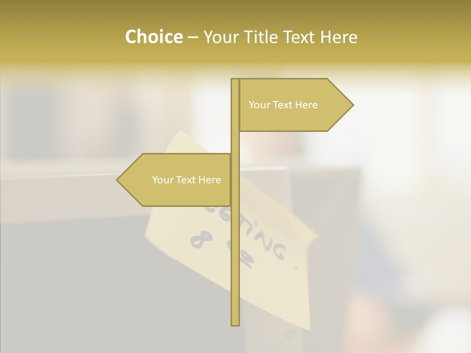 A Note Stuck On A Computer Screen PowerPoint Template