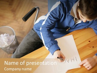 Man Writing A Word On Paper PowerPoint Template