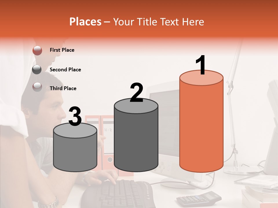 Office Workers Looking At Computer Monitor PowerPoint Template