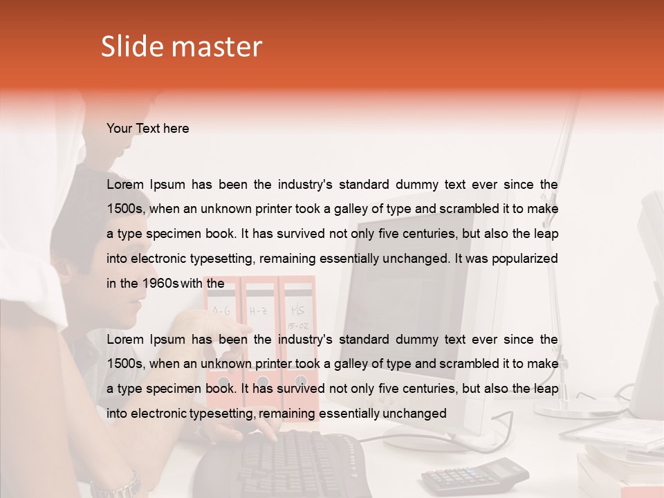 Office Workers Looking At Computer Monitor PowerPoint Template