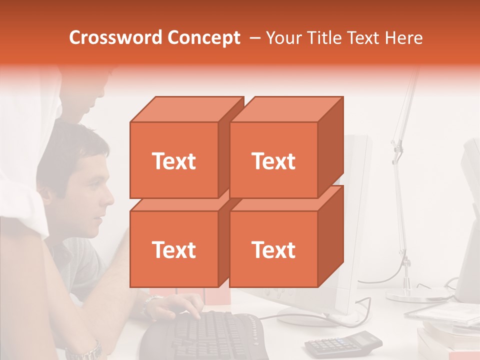 Office Workers Looking At Computer Monitor PowerPoint Template