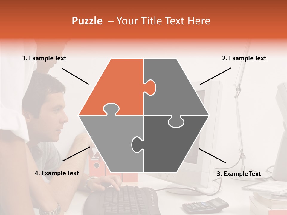 Office Workers Looking At Computer Monitor PowerPoint Template