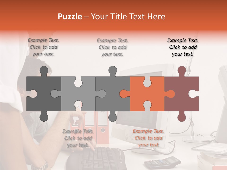 Office Workers Looking At Computer Monitor PowerPoint Template
