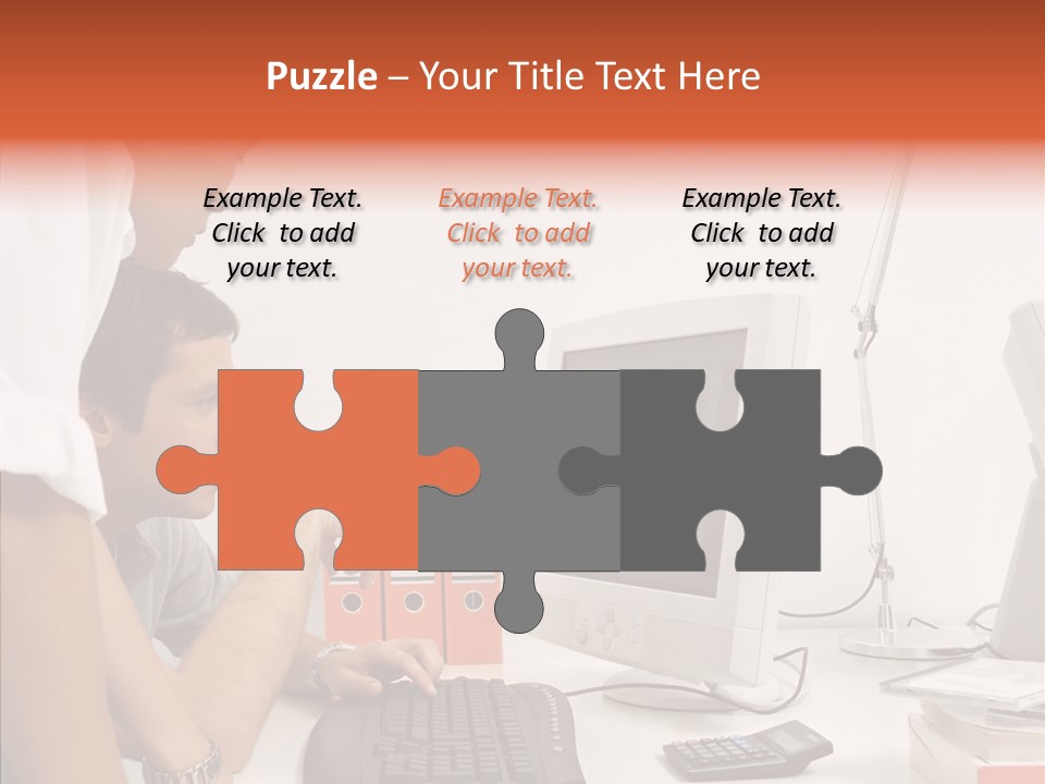 Office Workers Looking At Computer Monitor PowerPoint Template
