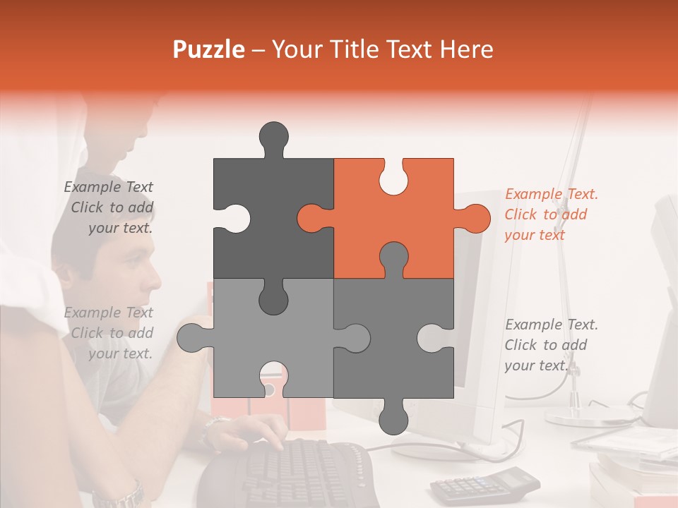 Office Workers Looking At Computer Monitor PowerPoint Template