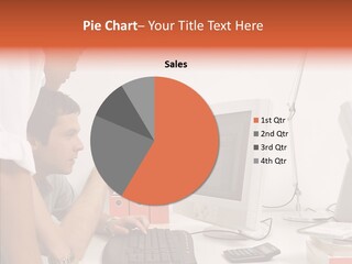 Office Workers Looking At Computer Monitor PowerPoint Template