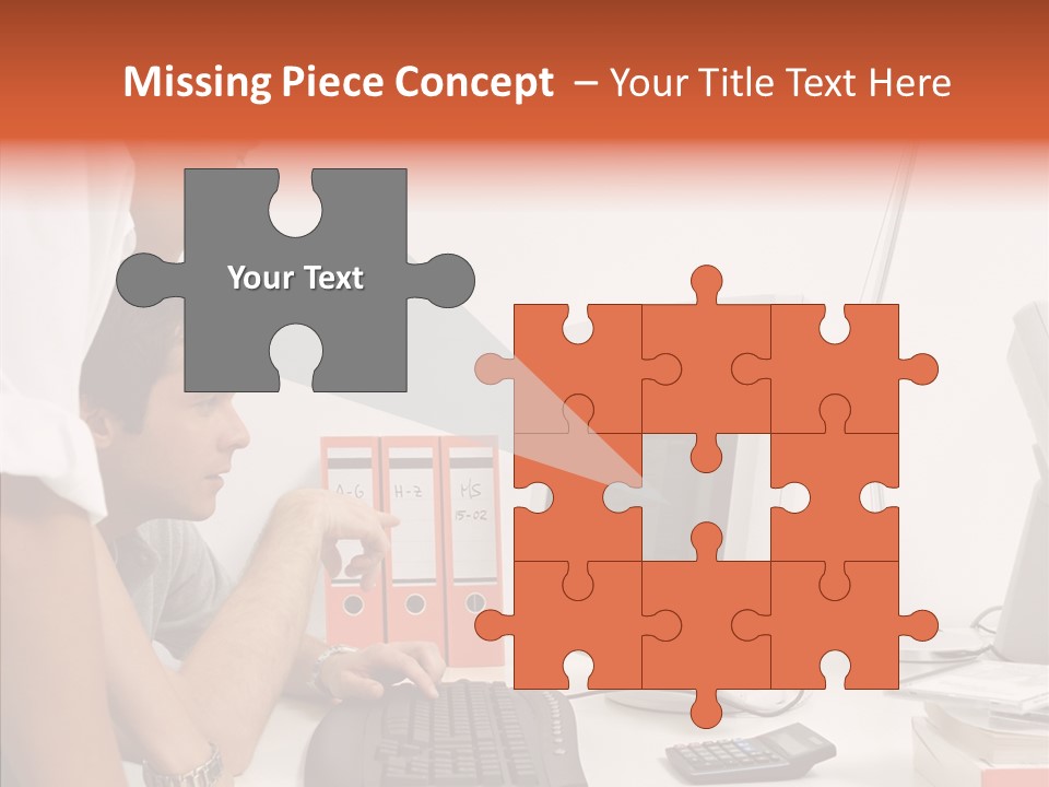 Office Workers Looking At Computer Monitor PowerPoint Template