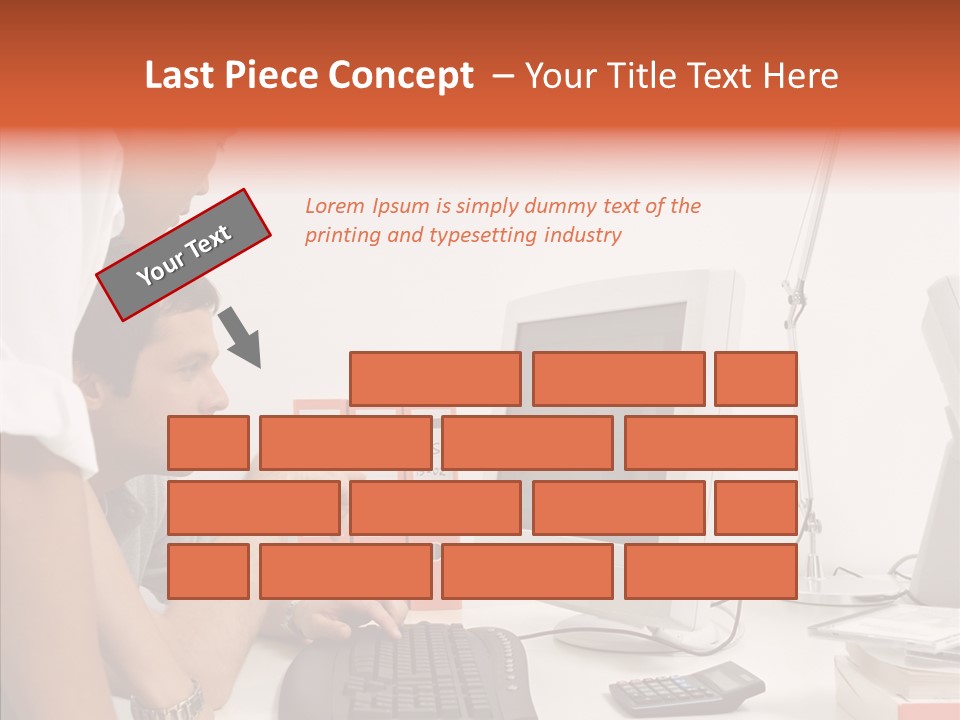 Office Workers Looking At Computer Monitor PowerPoint Template