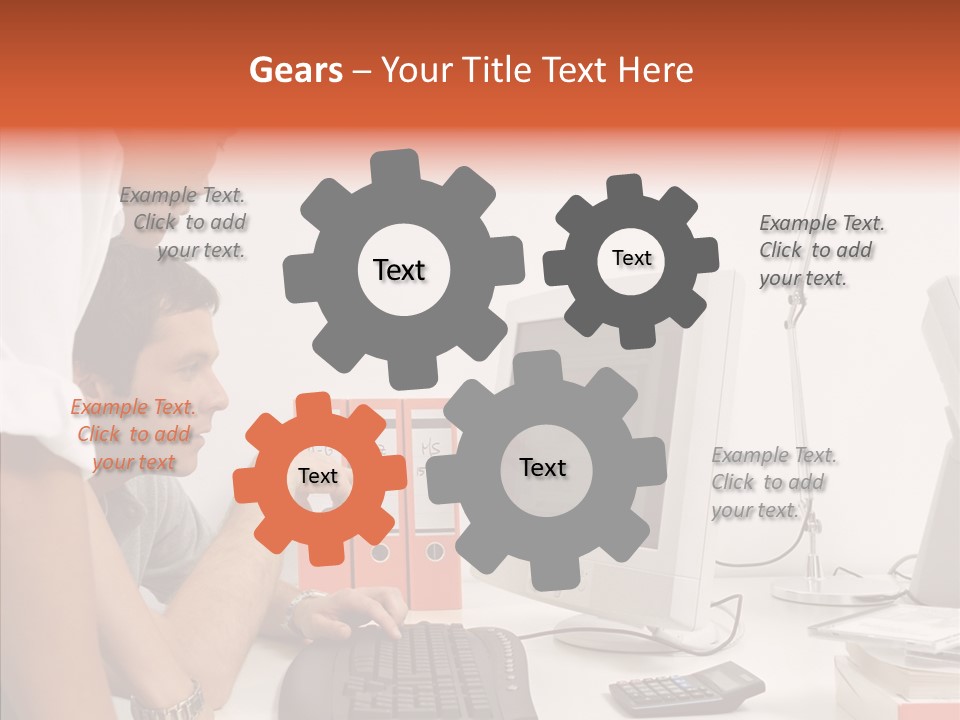 Office Workers Looking At Computer Monitor PowerPoint Template