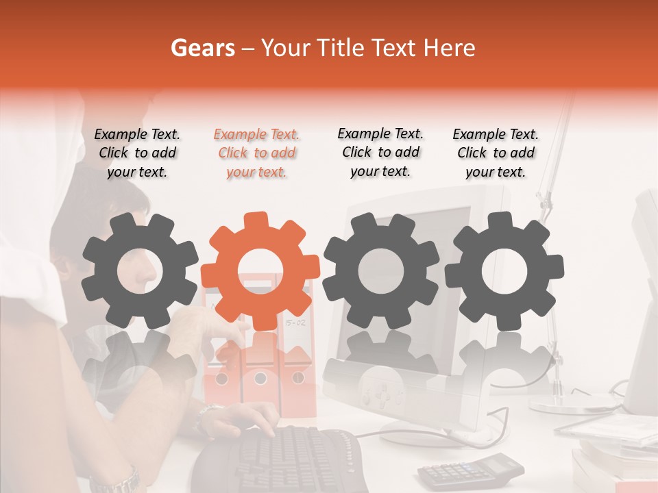 Office Workers Looking At Computer Monitor PowerPoint Template