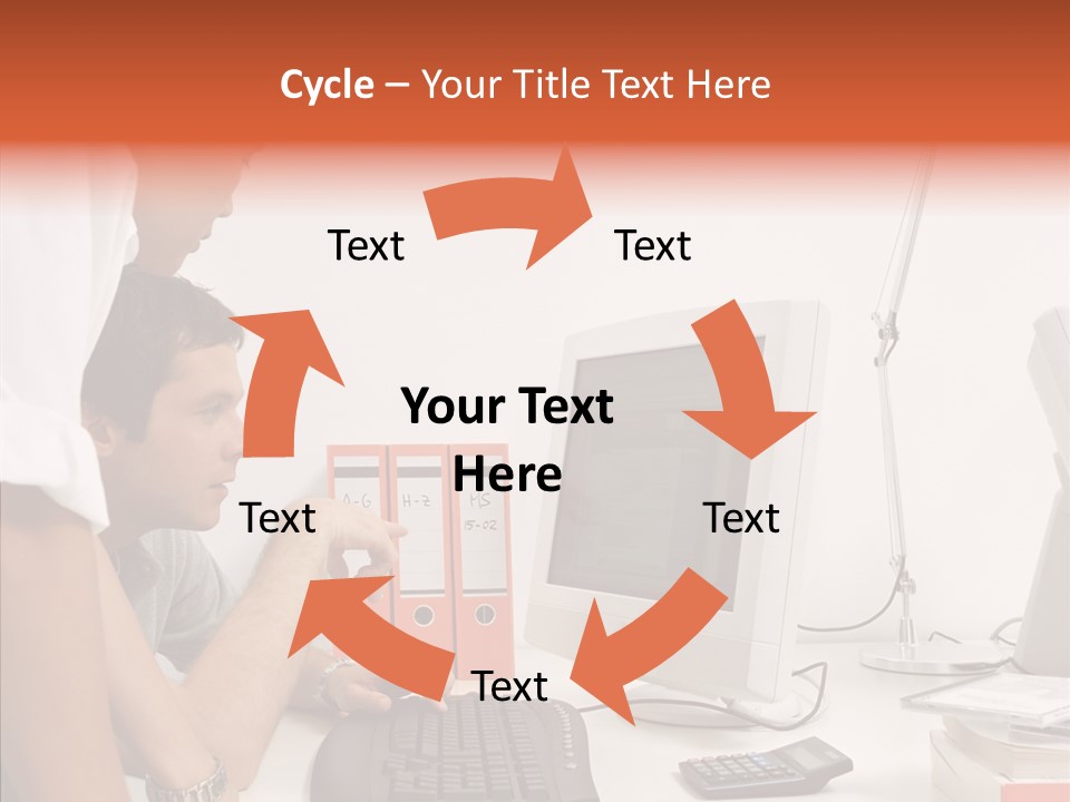 Office Workers Looking At Computer Monitor PowerPoint Template