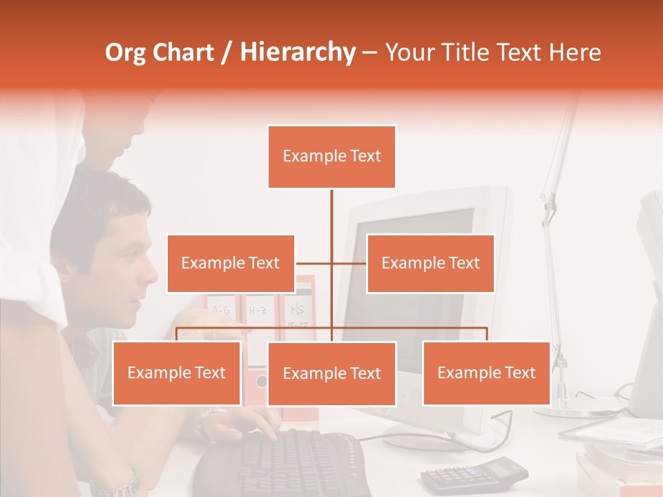 Office Workers Looking At Computer Monitor PowerPoint Template