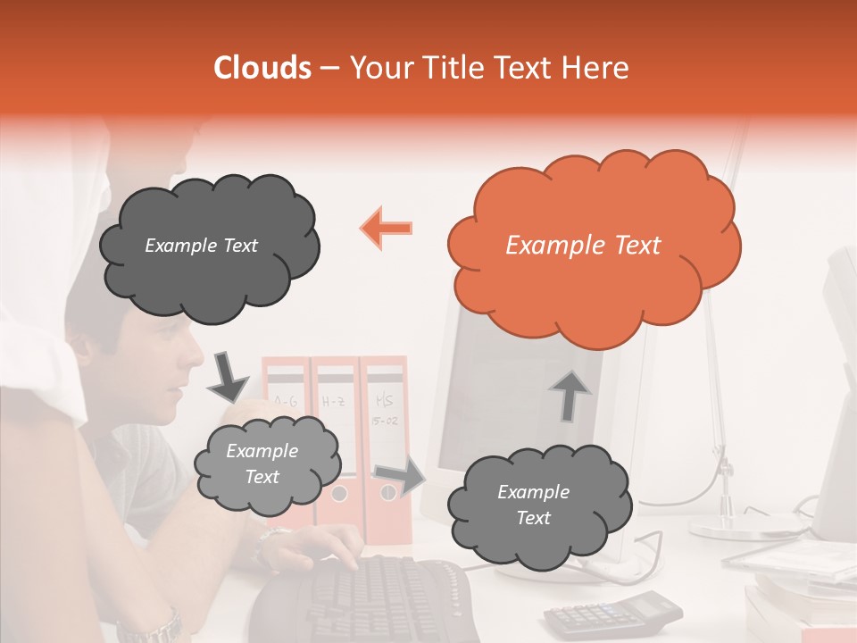 Office Workers Looking At Computer Monitor PowerPoint Template