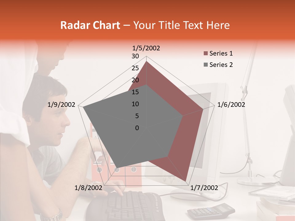 Office Workers Looking At Computer Monitor PowerPoint Template