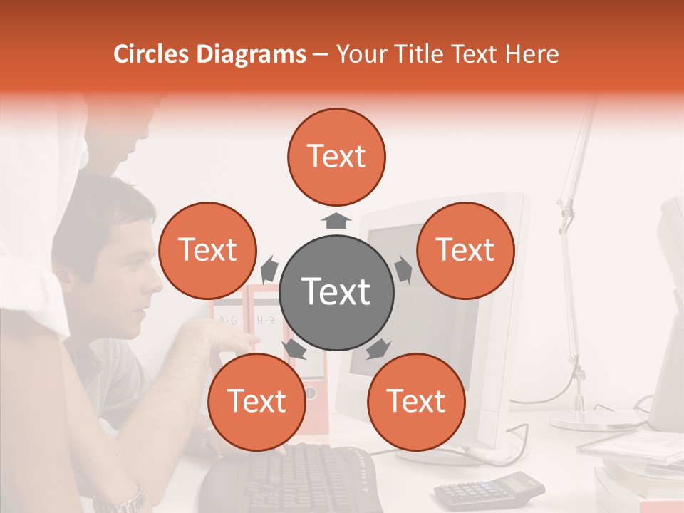 Office Workers Looking At Computer Monitor PowerPoint Template