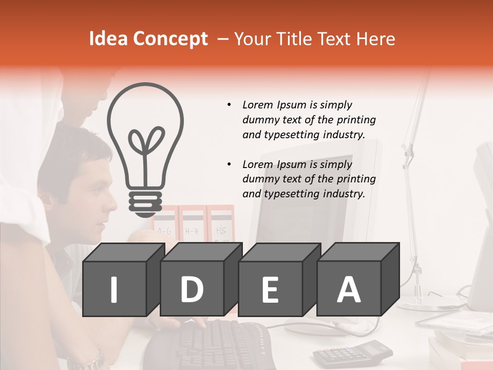 Office Workers Looking At Computer Monitor PowerPoint Template