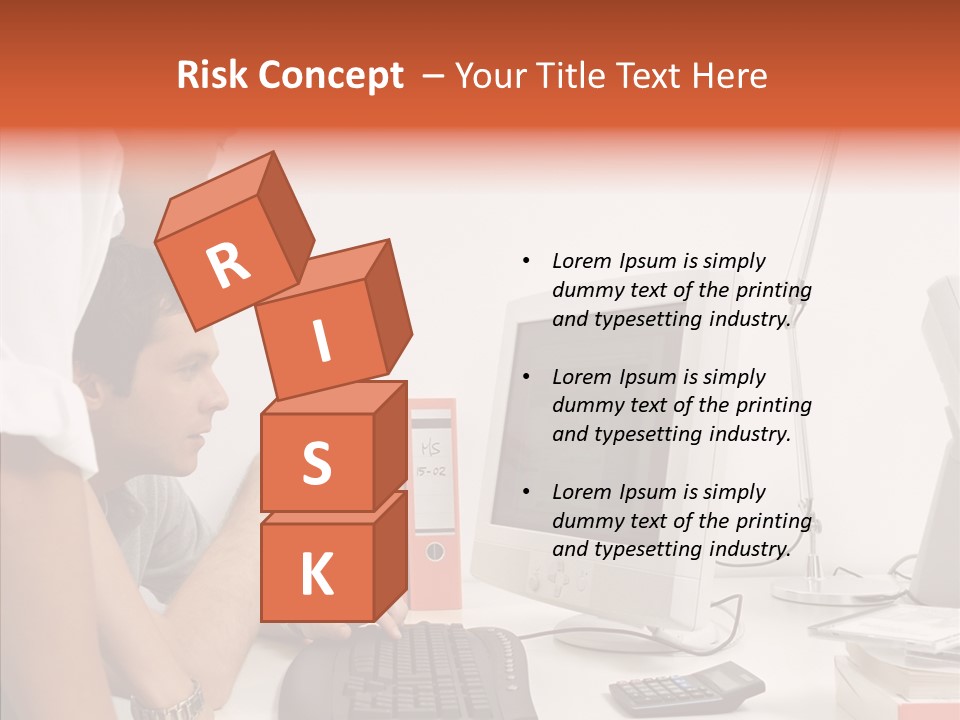 Office Workers Looking At Computer Monitor PowerPoint Template