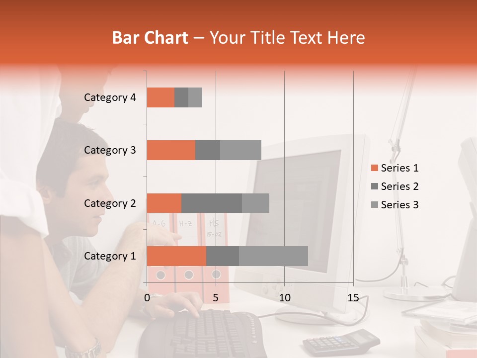 Office Workers Looking At Computer Monitor PowerPoint Template