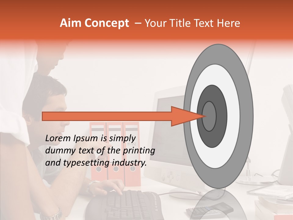 Office Workers Looking At Computer Monitor PowerPoint Template