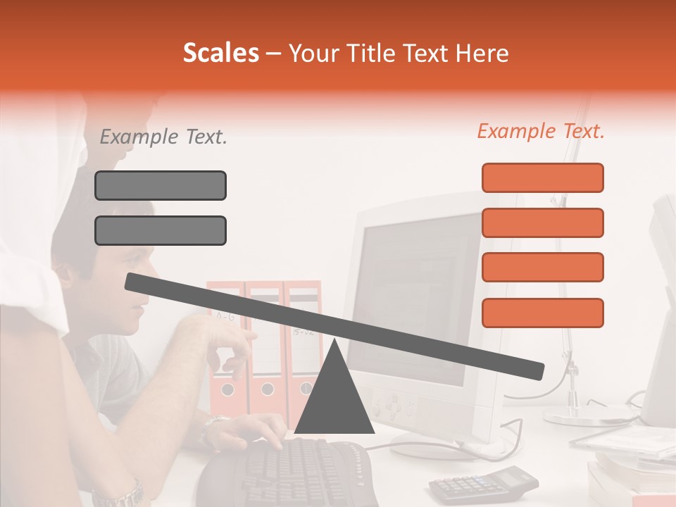 Office Workers Looking At Computer Monitor PowerPoint Template