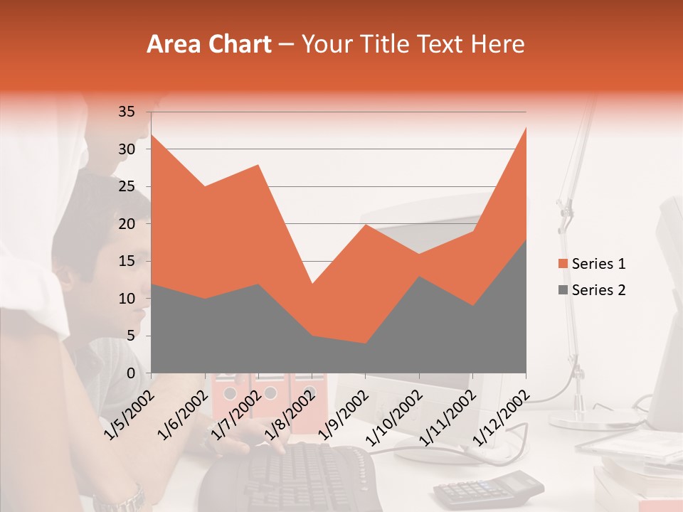 Office Workers Looking At Computer Monitor PowerPoint Template