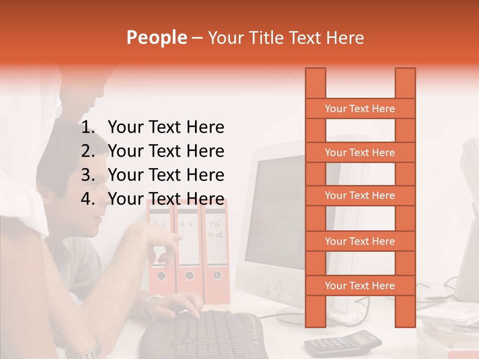 Office Workers Looking At Computer Monitor PowerPoint Template