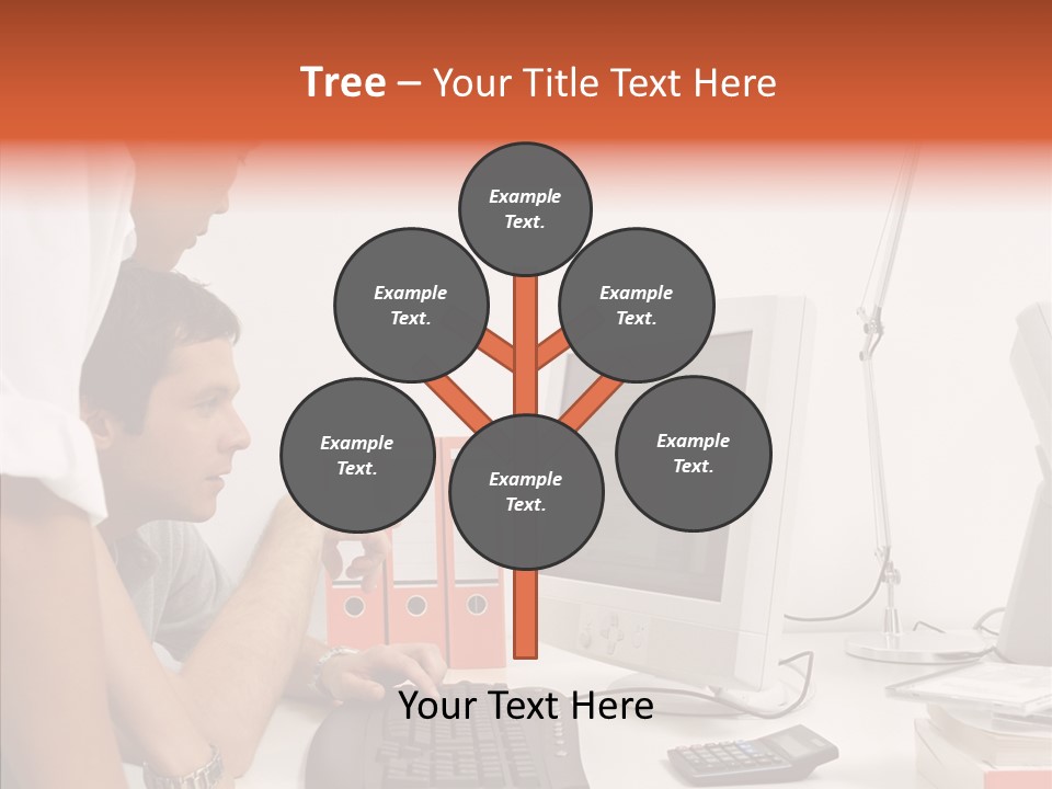 Office Workers Looking At Computer Monitor PowerPoint Template
