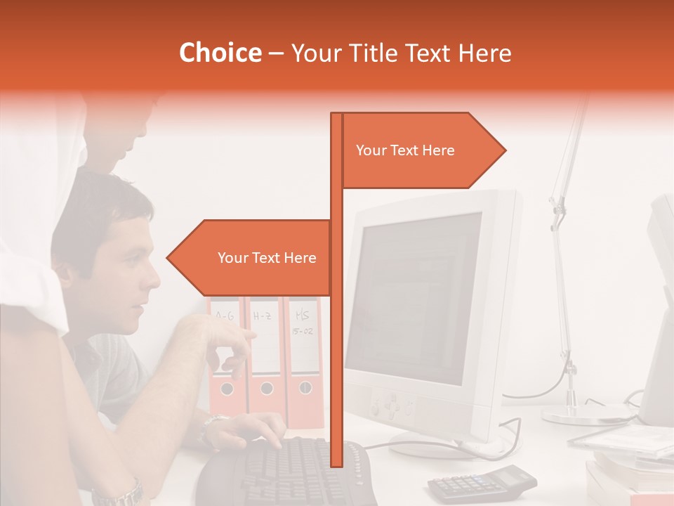 Office Workers Looking At Computer Monitor PowerPoint Template