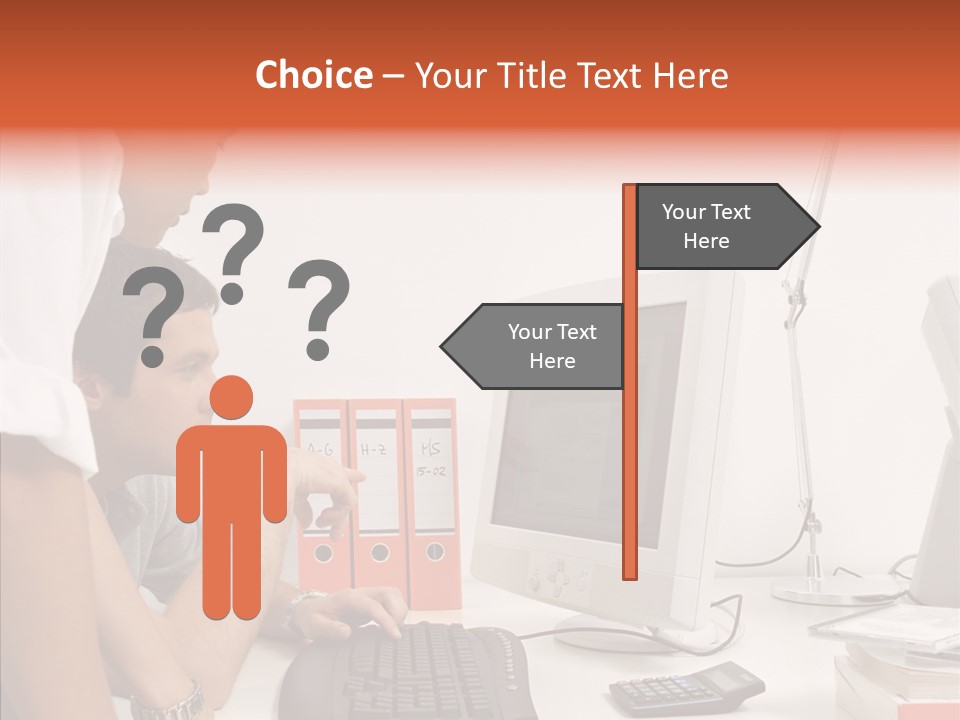 Office Workers Looking At Computer Monitor PowerPoint Template