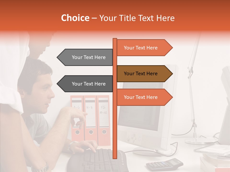 Office Workers Looking At Computer Monitor PowerPoint Template