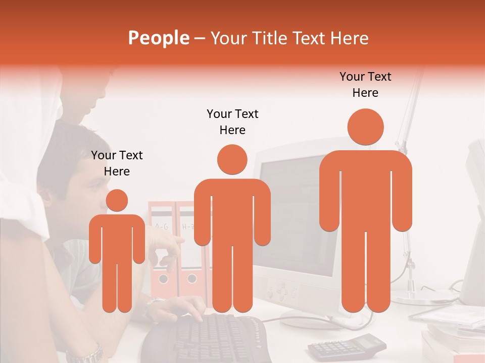 Office Workers Looking At Computer Monitor PowerPoint Template