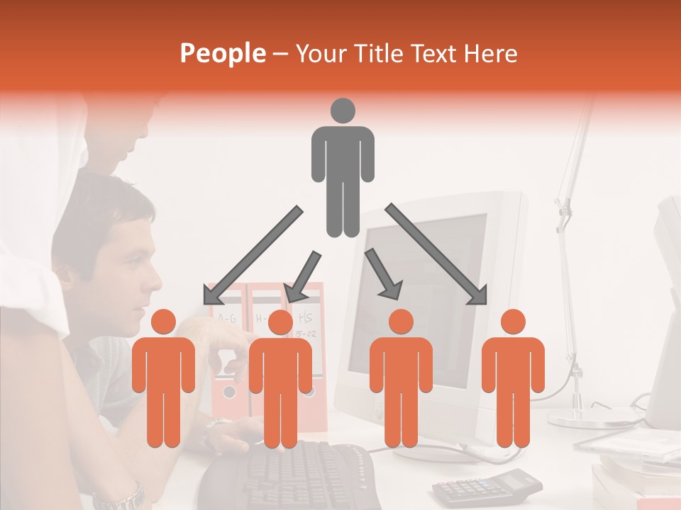 Office Workers Looking At Computer Monitor PowerPoint Template