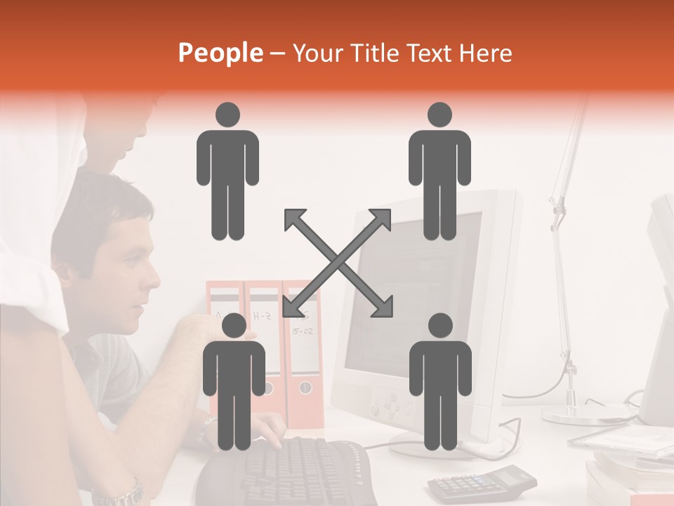 Office Workers Looking At Computer Monitor PowerPoint Template