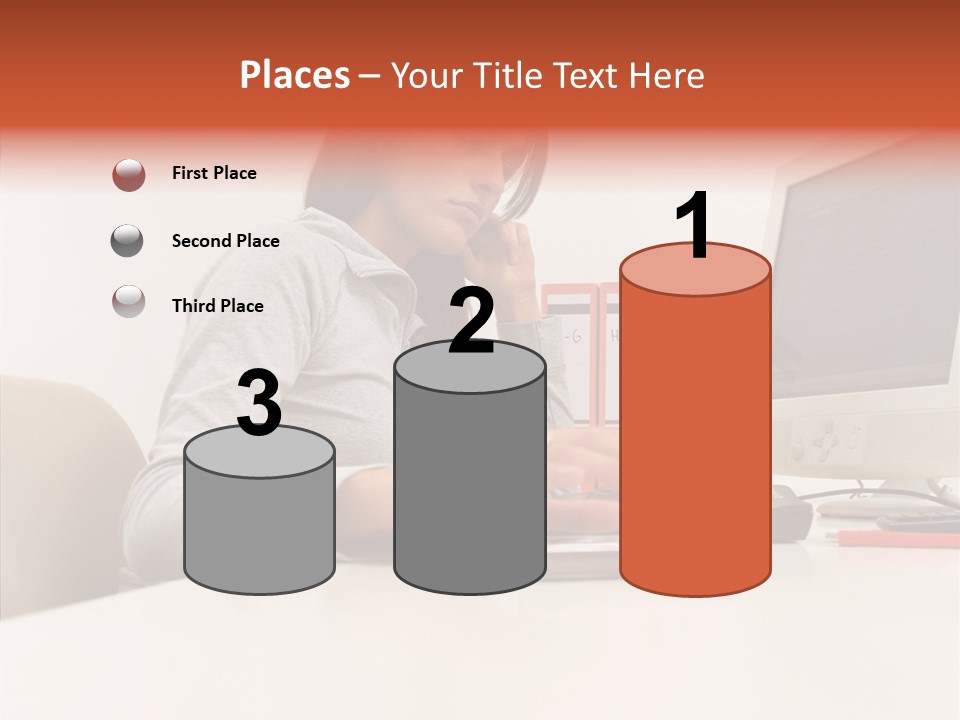 Businesswoman Using Computer PowerPoint Template