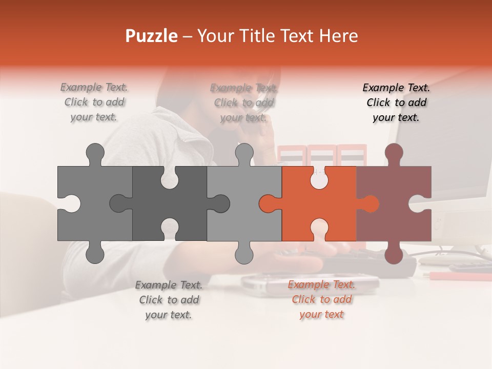 Businesswoman Using Computer PowerPoint Template