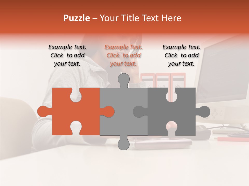 Businesswoman Using Computer PowerPoint Template