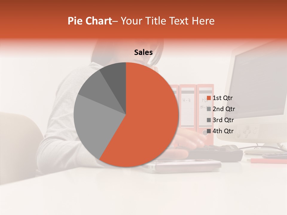 Businesswoman Using Computer PowerPoint Template