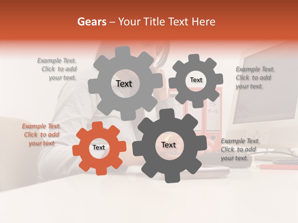 Businesswoman Using Computer PowerPoint Template