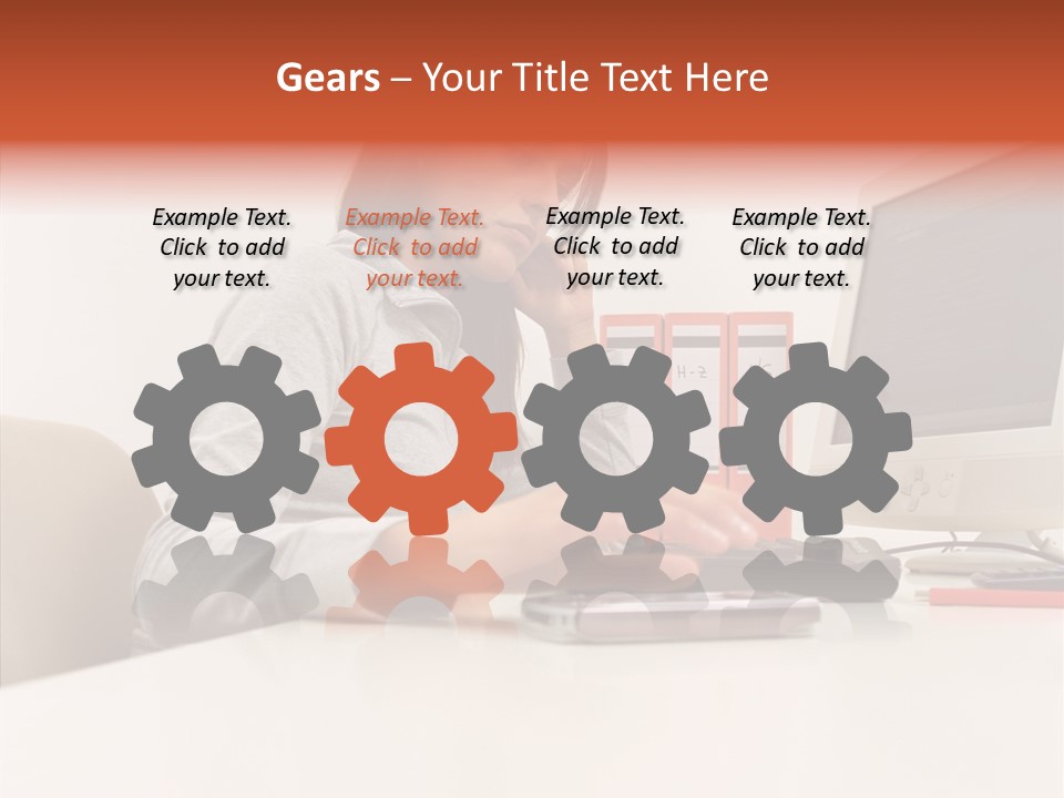 Businesswoman Using Computer PowerPoint Template