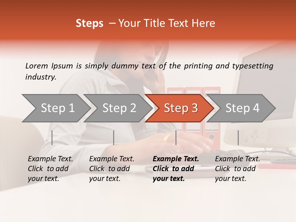 Businesswoman Using Computer PowerPoint Template