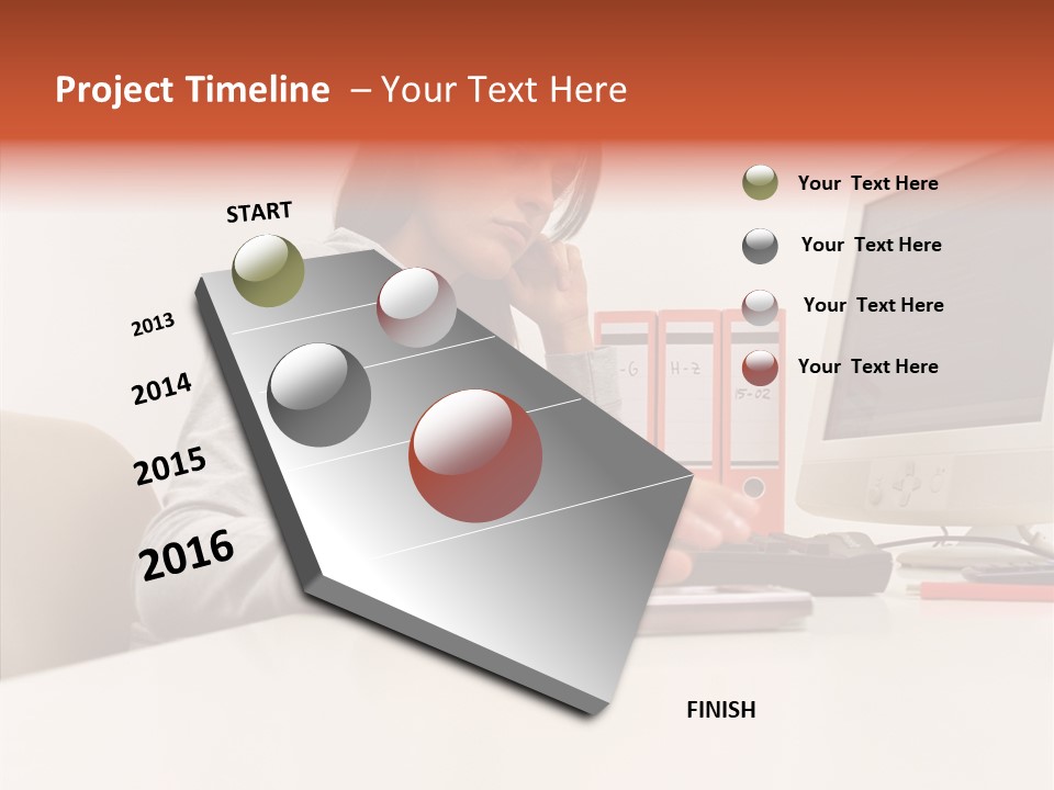 Businesswoman Using Computer PowerPoint Template