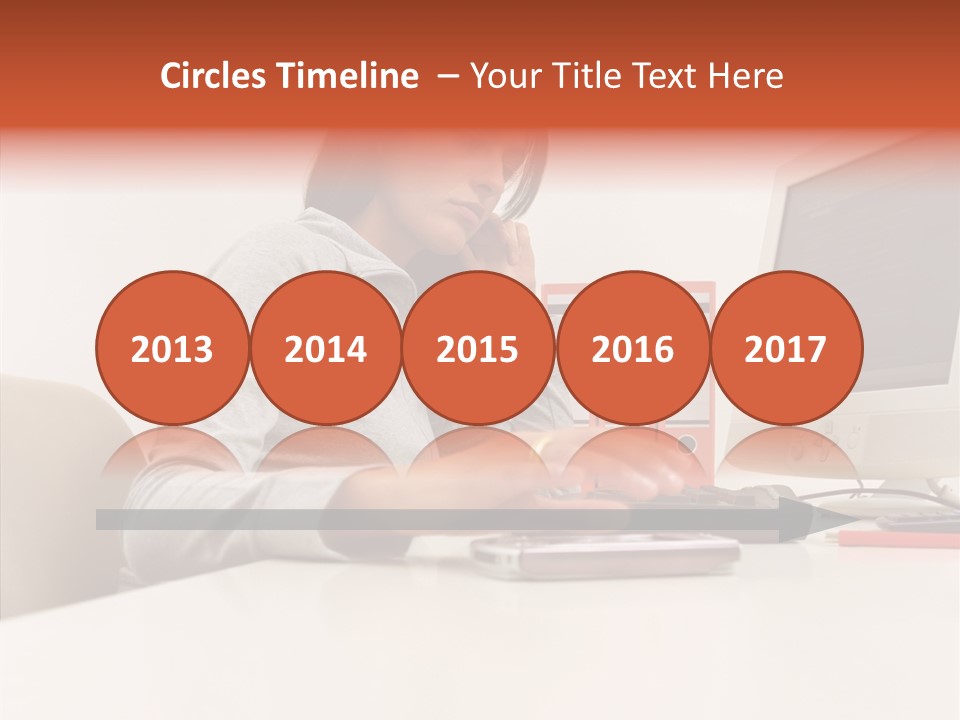 Businesswoman Using Computer PowerPoint Template