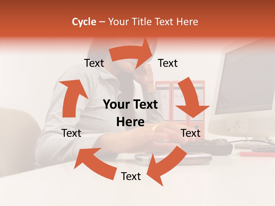 Businesswoman Using Computer PowerPoint Template