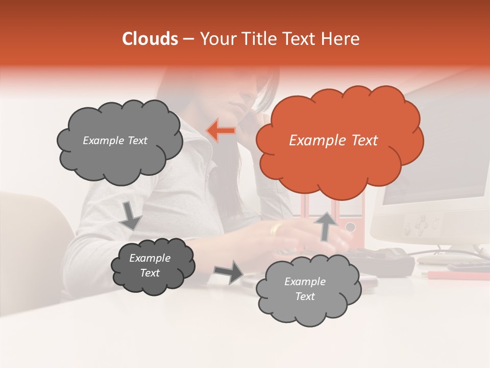 Businesswoman Using Computer PowerPoint Template