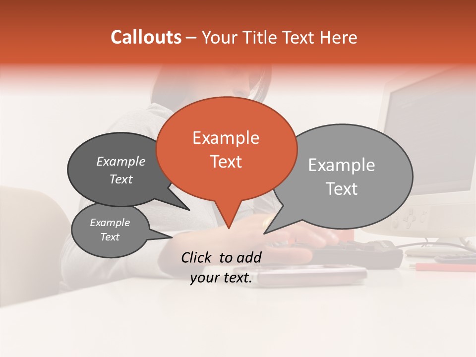 Businesswoman Using Computer PowerPoint Template