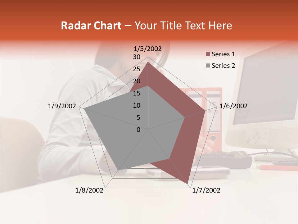 Businesswoman Using Computer PowerPoint Template