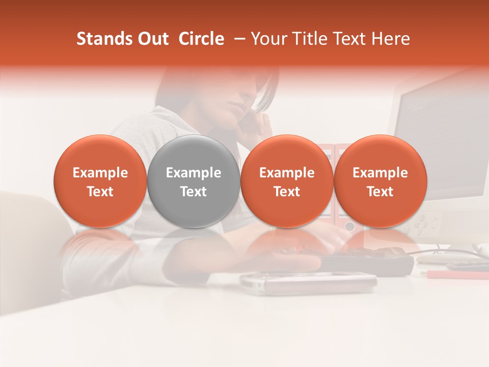 Businesswoman Using Computer PowerPoint Template