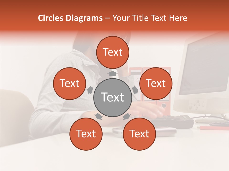 Businesswoman Using Computer PowerPoint Template