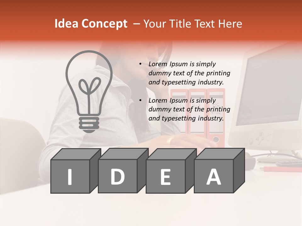 Businesswoman Using Computer PowerPoint Template